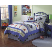 Trucks at Work Twin Quilt with Pillow Sham