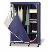 Wardrobe Storage Armoire in Navy with White Trim