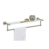 Glass Shelf with Towel Bar in Satin Nickel