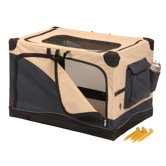 Soft Sided Pet Crate in Navy / Tan