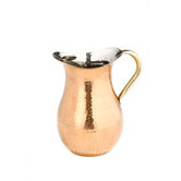 Hammered Water Pitcher with Brass Ice Guard and Handle