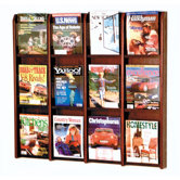 Twelve Magazine Oak and Acrylic Wall Display with Optional Floor Stand