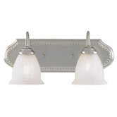 Spirit  Vanity Light with White Marble Deco Glass Shade in Pewter