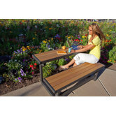 Convertible Wood and Metal Park Bench