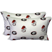 Georgia Bulldogs Pillow Case Set in White