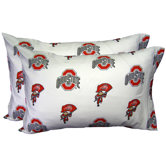 Ohio State Buckeyes Pillow Case Set in White