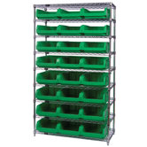 Q-Stor 9 Shelf Unit with Magnum Bins (74" H x 42" W x 18" D) with Optional Mobile Kit
