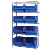 Q-Stor 5 Shelf Unit with Magnum Bins (74" H x 42" W x 18" D) with Optional Mobile Kit
