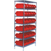 Quick Pick Bin Wire Shelving Units with 26 Large Bins with Optional Mobile Kit