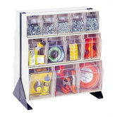 28" Double Sided Floor Stand Storage Unit with Tip Out Bins