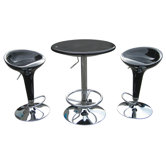 Luna Adjustable 3 Piece Pub Set in Black