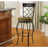 30" Curves Back Bar Stool in Metallic Brown & Brown Wood