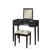 Vanity Set with Butterfly Bench in Black