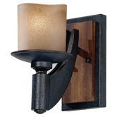 Madera One Light Wall Sconce in Antique Forged Iron and Aged Walnut
