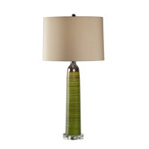 Independents One Light Table Lamp with Grey Shantung Shade in Architectural Brown