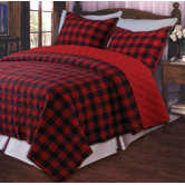 Western Plaid Red Quilt Set