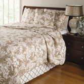 Mandarin 4 Piece Quilt Set in Taupe
