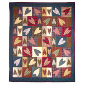 Primitive Hearts Throw Quilt