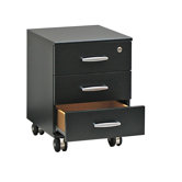 Black and White 3 Drawer Pedestal in Black
