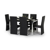 Tempo Black Glass Dining Table - 150cm