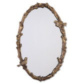 Paza Oval Mirror in Antiqued Gold