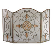 Egan 3 Panel Wrought Iron Fireplace Screen