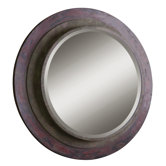Bolzano Round Mirror in Aged Mahogany Red