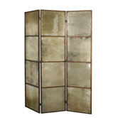 Avidan Mirrored Room Divider in Heavily Antiqued Gold
