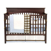 Metro 4 Piece Crib Bedding Set in Blue / White / Chocolate