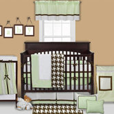 Metro 4 Piece Crib Bedding Set in Lime / White / Chocolate