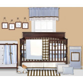 Metro Blue, White and Chocolate Crib Bedding Collection