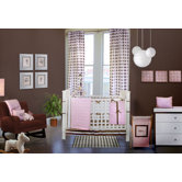 Quilted Circles Pink and Chocolate Crib Bedding Collection