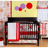 350 Thread Count Sateen Sprinkles 4 Piece Crib Bedding Set in White / Yellow / Red / Lilac