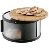 Brotkasten aus Cromargan mit Bambusschneidebrett