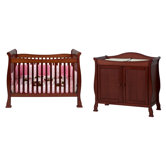 Reagan Two Piece Convertible Crib Set with Toddler Rail in Cherry