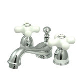 Mini Widespread Bathroom Faucet with Double Porcelain Cross Handles