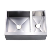Denver Farmhouse Double Bowl Kitchen Sink in Brushed Nickel