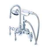 Hot Springs Triple Handle Wall Mount Clawfoot Tub Faucet with Handshower