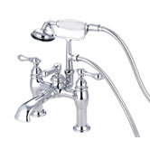 Hot Springs Double Handle Deck Mount Clawfoot Tub Faucet Trim Metal Lever Handle