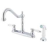 Heritage Double Handle Centerset Kitchen Faucet with Porcelain Lever Handles