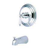 Vintage Single Handle Wall Mount Pressure Balanced Tub Spout Trim Porcelain Lever Handle