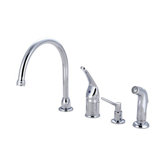 Single Handle Widespread Kitchen Faucet with Lever Handle and Soap Dispenser