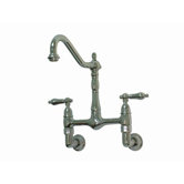 Heritage Double Handle Wall Mount Bridge Kitchen Faucet with Porcelain Lever Handles