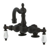 Hot Springs Double Handle Deck Mount Clawfoot Tub Faucet Trim Porcelain Lever Handle