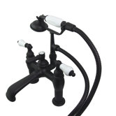 Hot Springs Double Handle Deck Mount Clawfoot Tub Faucet Trim Porcelain Lever Handle