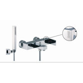 Brick Chic Wall Mount Thermostatic Tub Shower Faucet with Hand Shower