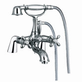 Olivia Double Handle Deck Mount Thermostatic Tub Faucet with Hand Shower