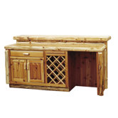 Traditional Cedar Log Bar with Refrigerator Opening
