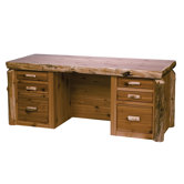 Traditional Cedar Log Executive Desk with 6 Drawers