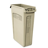 Slim Jim Receptacle with Venting Channels, Rectangular, 23gal, Beige